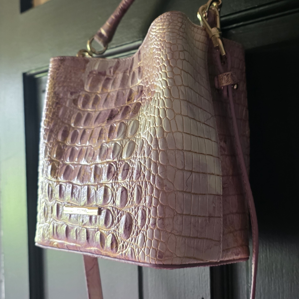 Brahmin Mini Amelia Lilac Melbourne Bucket Bag / Crossbody - Picture 5 of 16
